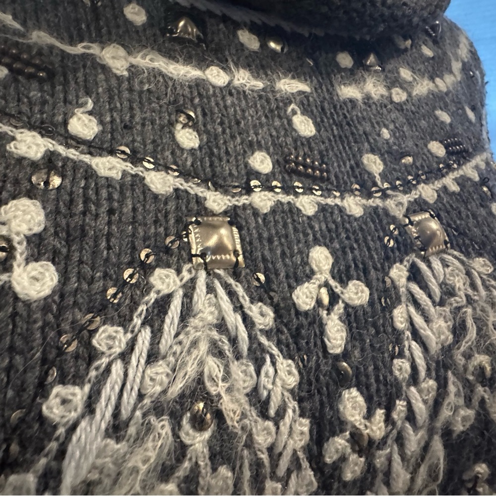 Free People Chunky Knit Embellished Cowl Neck Sweater – Size M - Picture 3 of 9